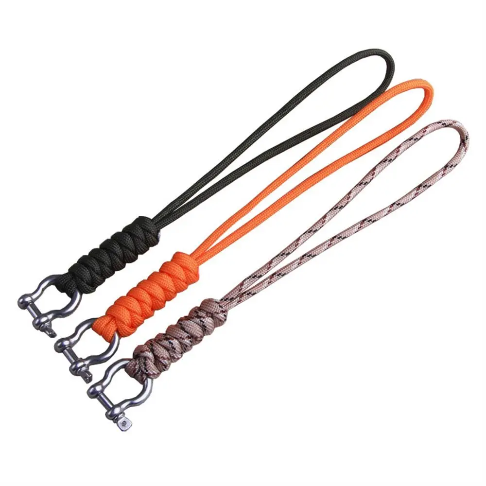 D Bow Buckle Paracord Keychain Outdoor Style High Strength Umbrella Rope Keyring Braided Anti-lost Chain Parachute Cord Keychain