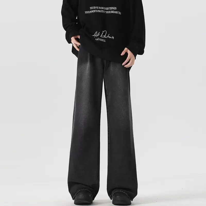 

Loose Straight Leg Men's Jeans Teenage Trendy American Brand Spring New Sle Casual Floor-Length Pants for Students