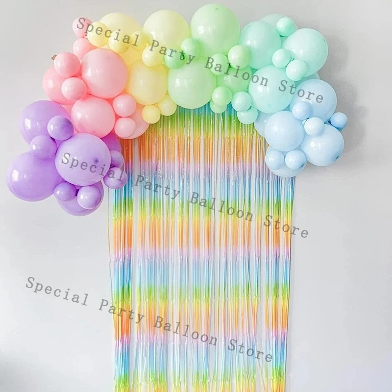 DIY Rainbow Pastel Colored Balloon Arch Kit Rainbow Theme Baby Shower Birthday Party Balloons Garland Rainbow Curtain Backdrop