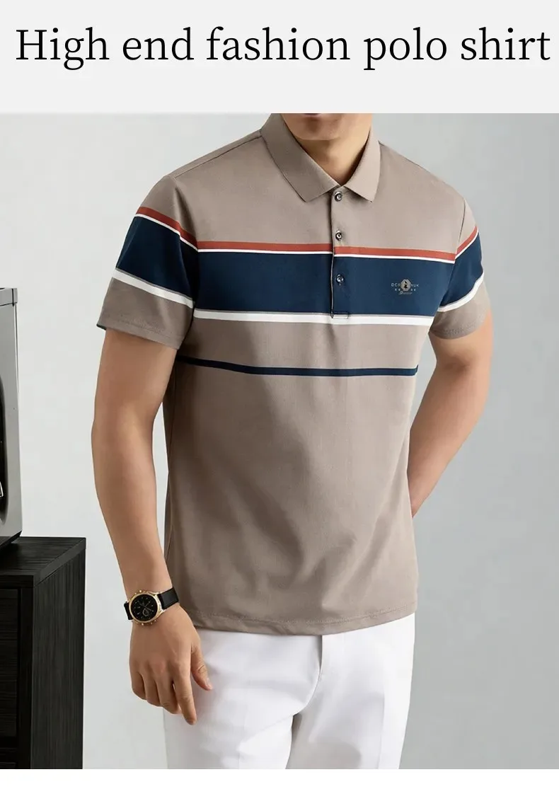 Luxus-Buchstaben Paul embossed kurzärmelige Herren Polo-Shirt High-End-Marke Mode Streifen Farbgebung Sommer neue Casual-Flip-T-Shirt – Detail 2