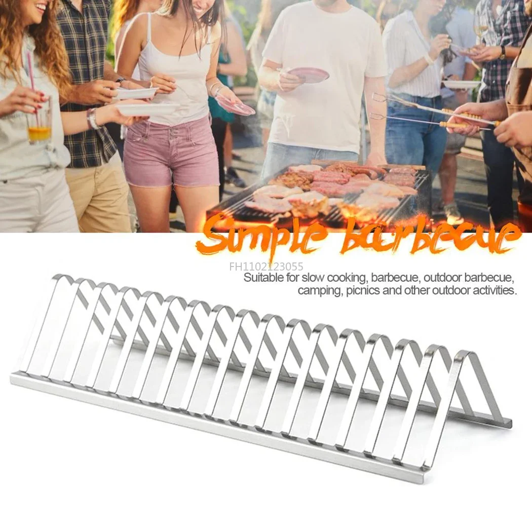 Stainless Steel Barbecue Meat Rib Rack Roasting Stand Outdoor BBQ Accessories For Picnic Camping Barbecue Roasting Stand New