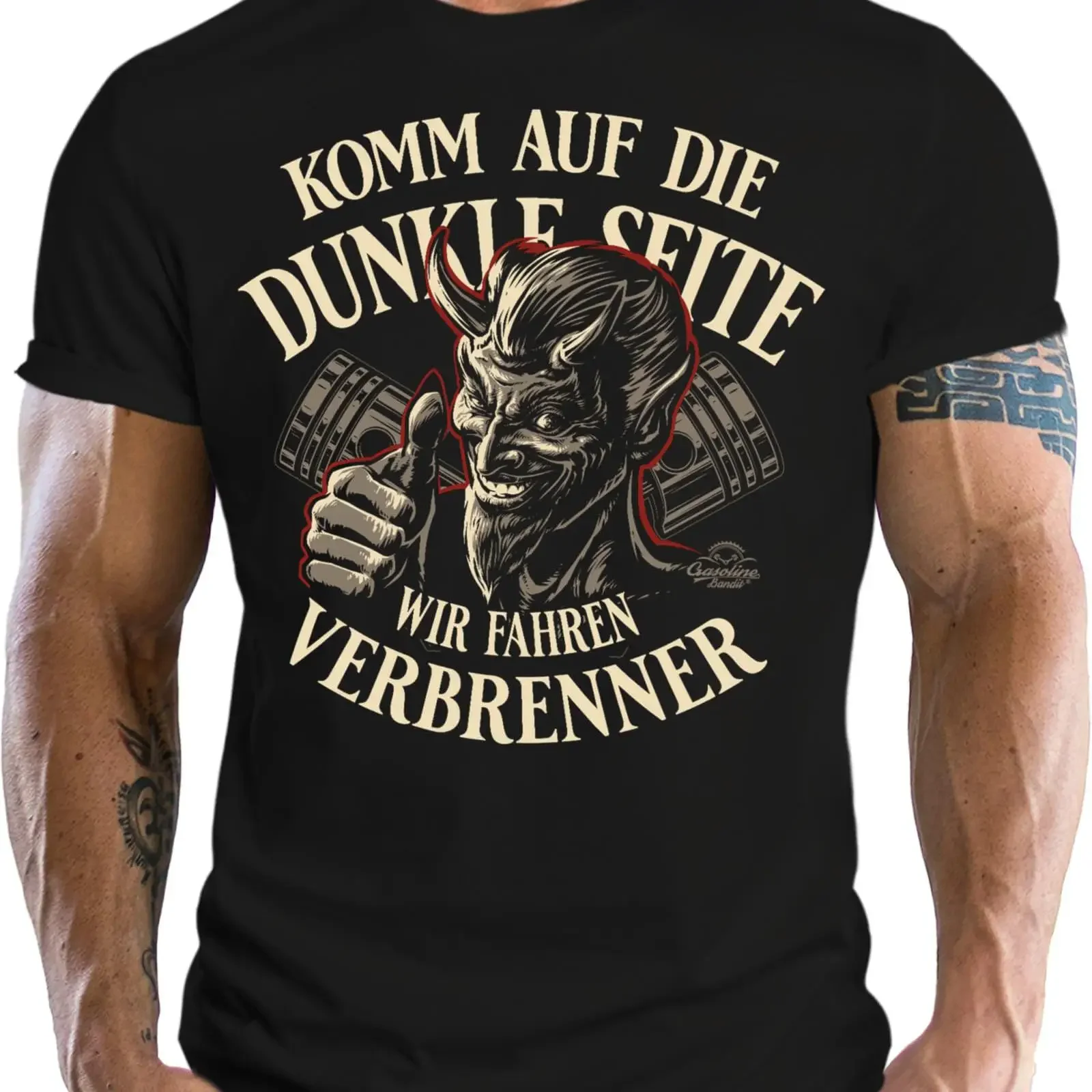 Men's T Shirt for US Cars Classic Car Oldtimer Fans Come on the Dark Side Wir Fahren Verbrenner vintage Washed Breathable