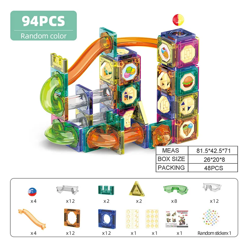 94PCS/160PCS 3D Magnetische Track Bausteine Set Rutsche Bälle Laufen Tracks Puzzle Pipeline Bildung Spielzeug DIY ziegel Kinder Geschenke
