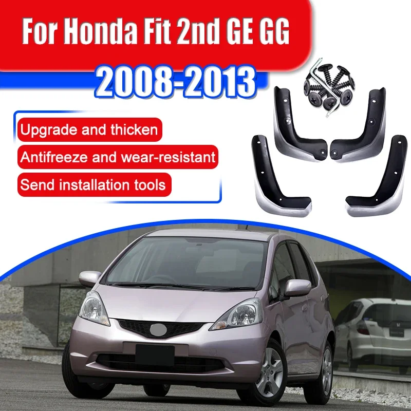 

For Honda Fit Jazz 2nd GE GG 2008~2013 2009 Car Mud Flaps Car Accessories Front & Rear Mud Flaps Splash Guards Mudguards Black