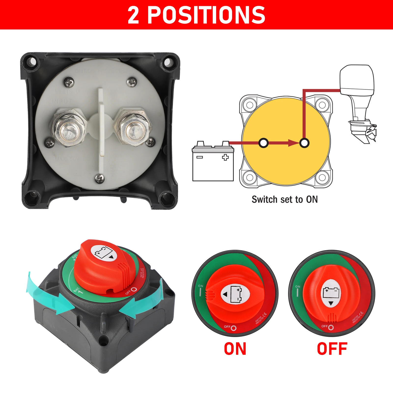 200A 300A 600A Disconnect Switch for 12V car battery cutter battery isolator Switch 12v 2 and 4 Position Boat Battery 24V