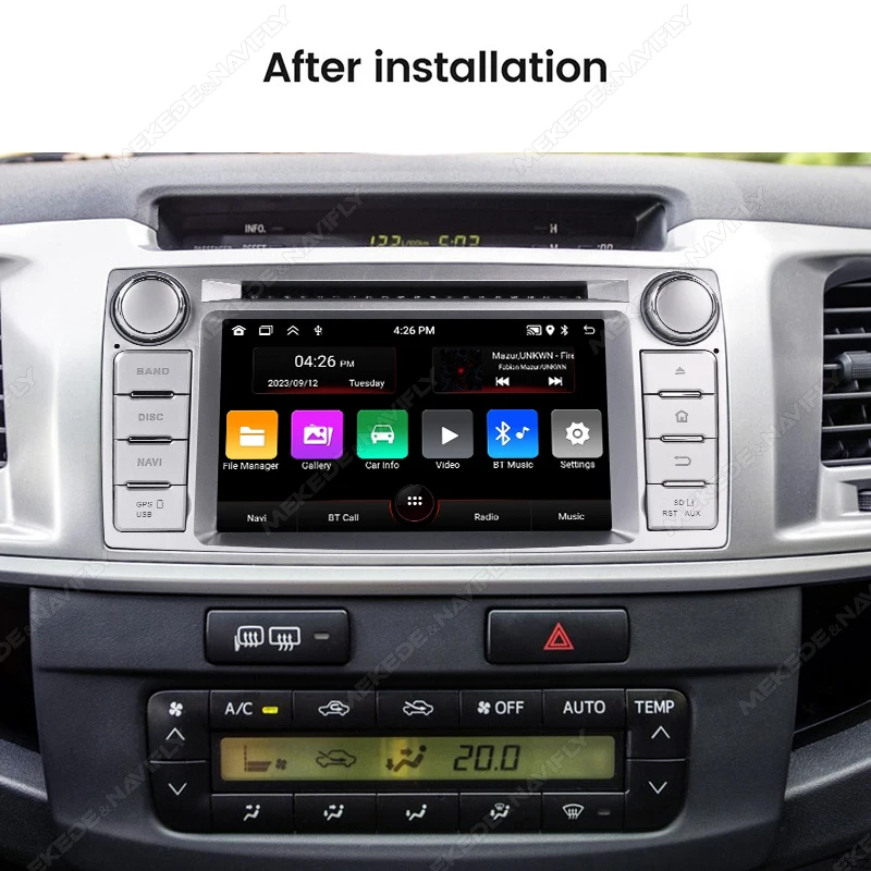 MEKEDE أندرويد السيارات سيارة اللعب راديو السيارة لتويوتا هايلكس 2012 2013 2014 2015 FM BT مشغل وسائط متعددة لتحديد المواقع واي فاي أندرويد 13 لا DVD