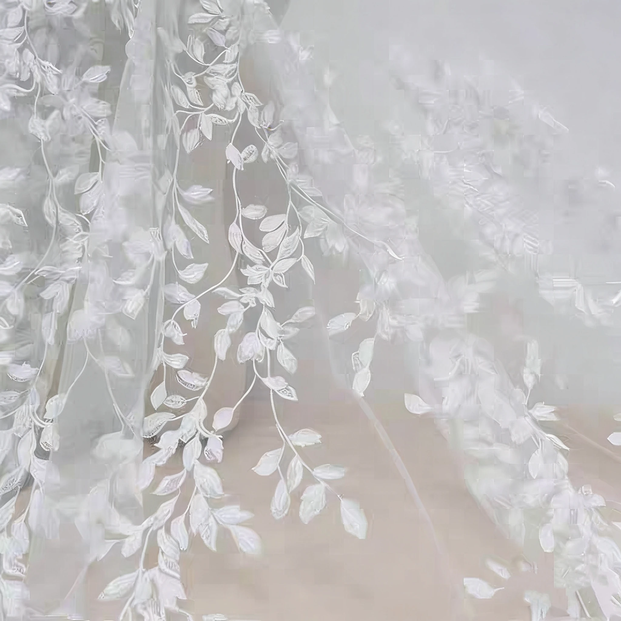 

Элегантная однослойная фата длиной 3 метра с кружевом в виде листьев, свадебная фата с расческой, свадебный аксессуар