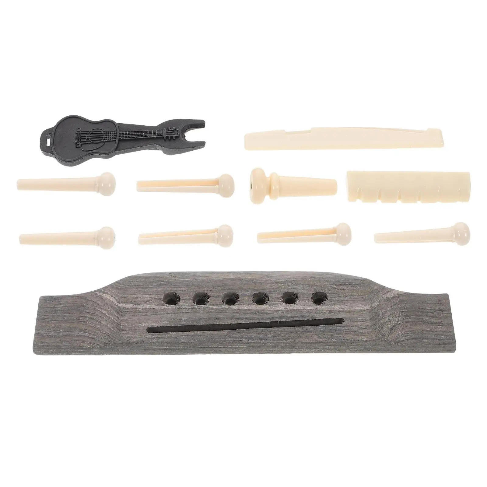 

Guitar Set Acoustic Pins String Pegs Plastic End Saddle Replacement Parts Tools Accessories Solid Wood Durable Smooth Bridge