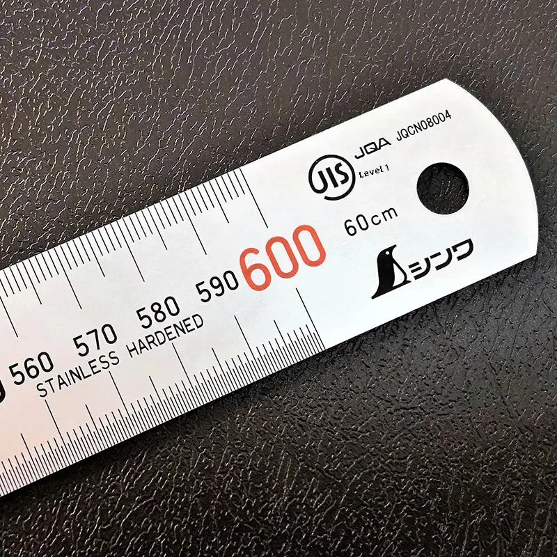 High Precision Shinwa Penguin Brand Stainless Steel Ruler Asian Light Steel Sheet Thick Ruler 15/30cm 1m Length Measurement Tool