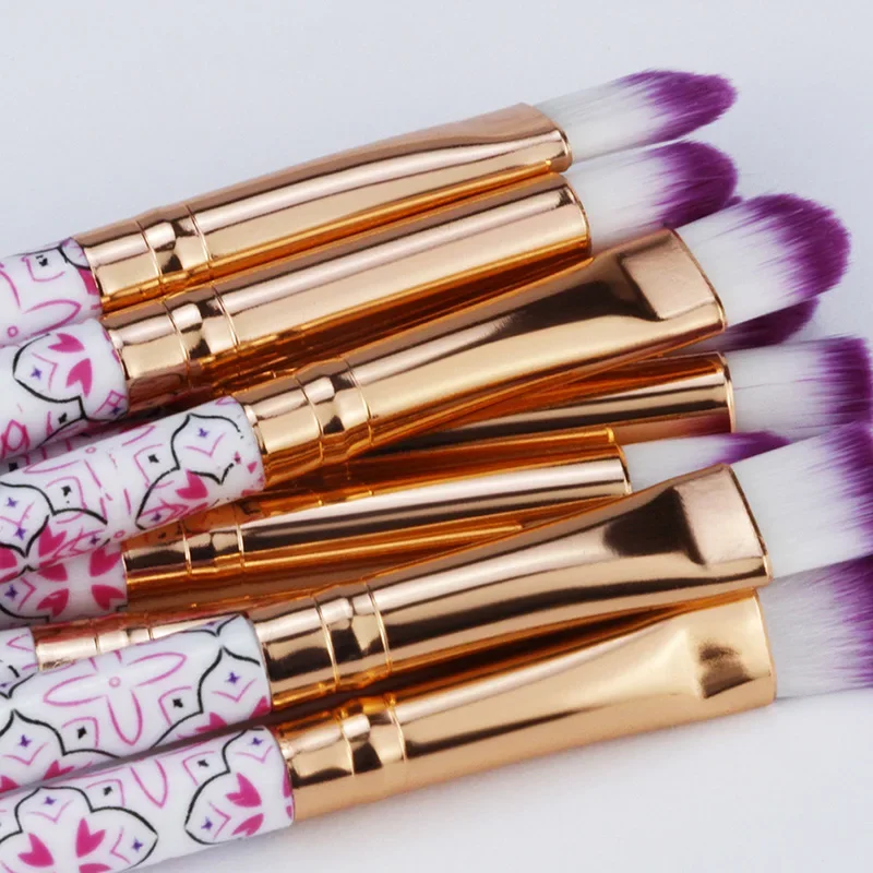 10 개/몫 메이크업 브러쉬 아이 섀도우 눈썹 파인 라인 패턴 그리기 립 전문 아이 파트 메이크업 브러쉬 세트