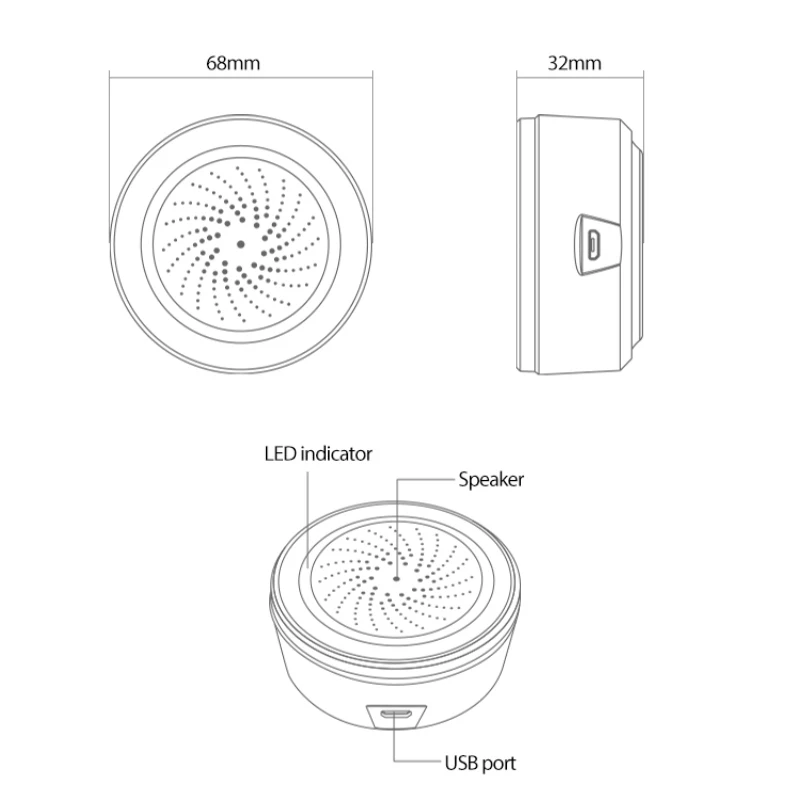 Tuya ZigBee 3.0 2 In 1 Sound Light Sensor Built-in 90dB Siren Alarm Smart Home Remote Control Via SmartLife APP Zigbee Gateway