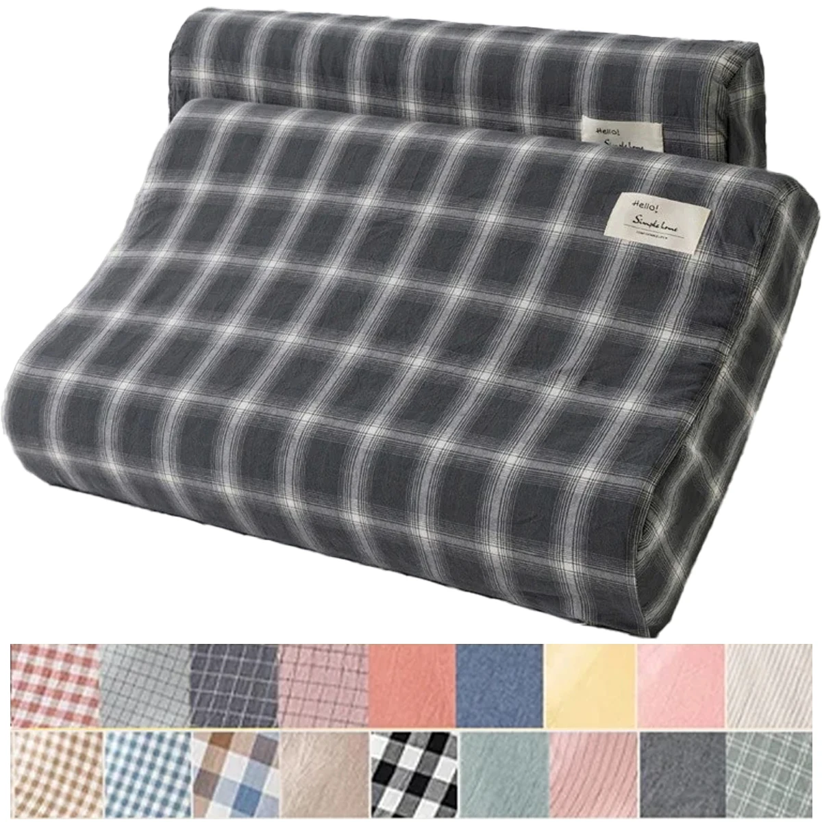 40x60cm/30x50cm Soft Pillow Cases 1PC Latex Pillow Pillowslip Strip Plaid Neck Memory Foam Cushion Cover Washable (No Filling)