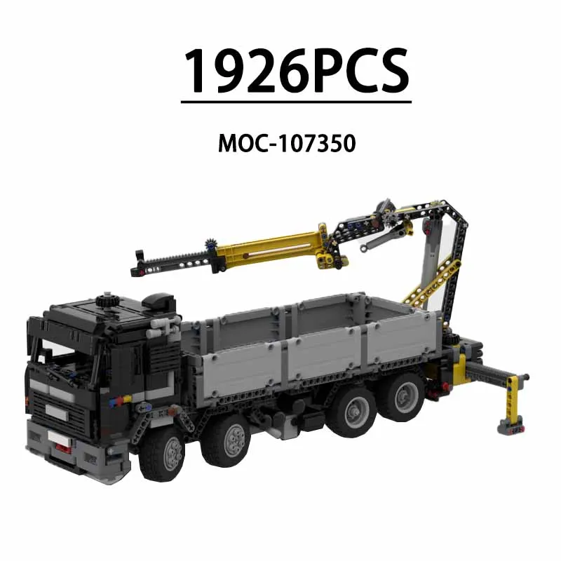 Building Blocks Self Dump Crane Truck Model MOC-107350 Assembly Timber Trailer 1926pcs Kids Christmas Gift