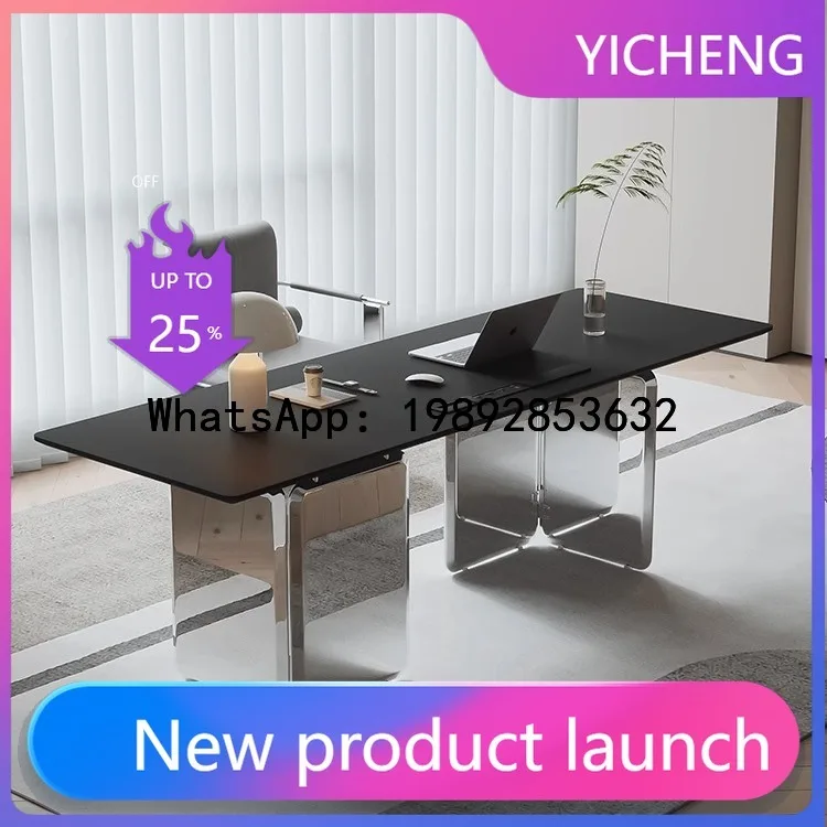 

TQH Slate Desk High-End Modern Minimalist Suspended Office Desk Study Writing Italian Style Mirror Surface Computer Desk