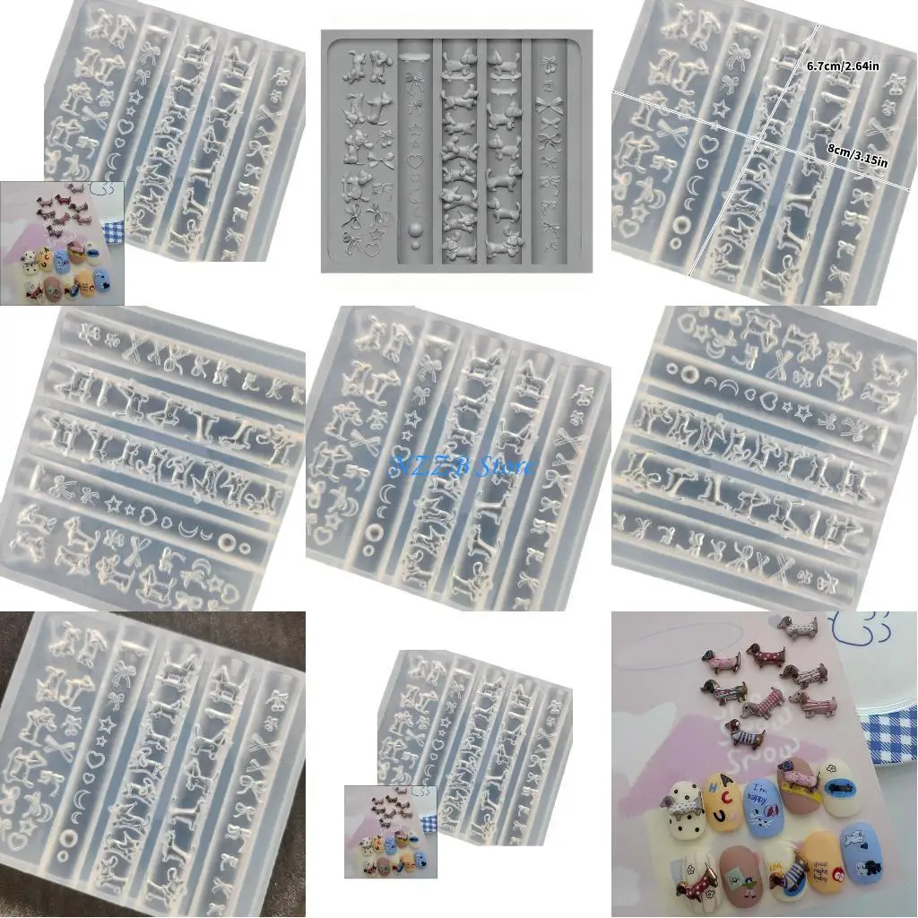 

T21F Dachshund Bowknot Art Silicone Mold Reusable Design for Craft Accessories