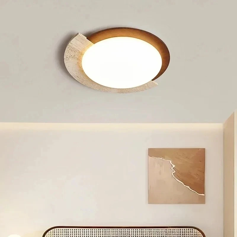 

Handcrafted Natural Stone LED Wall Light Japanese Wabi Sabi Style For Homestay Corridor Bedroom living room Ceiling Fixture