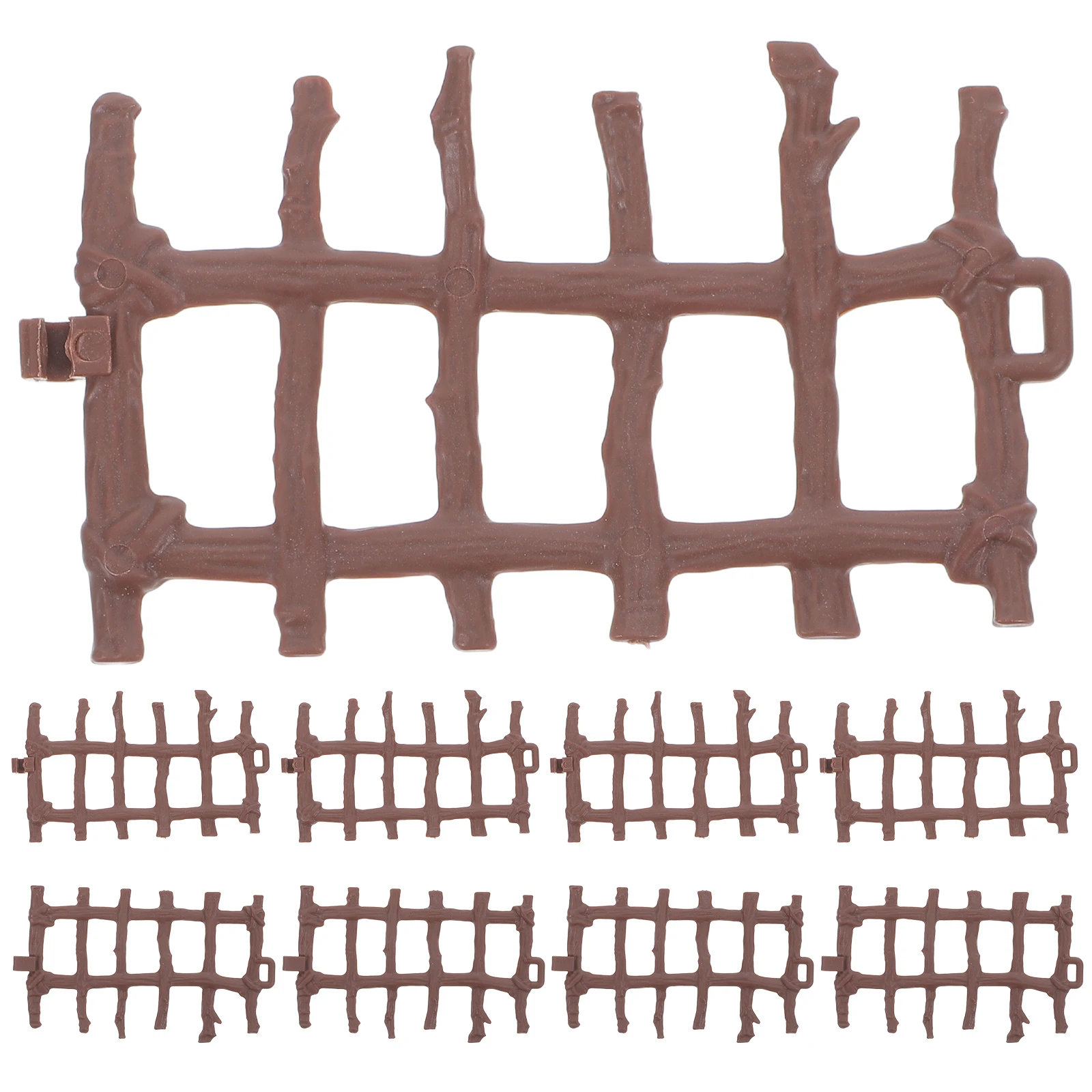 50 stuks miniatuur boerderijhek realistische houtkleur kunststof behuizing set voor micro landschap tuinrand scène accessoires