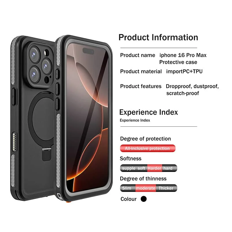 For iPhone 16 15 Pro Max 16 Plus 16 15 Pro Waterproof Case, [Compatible with Mag-Safe] Full-Body Heavy Duty Shockproof Case