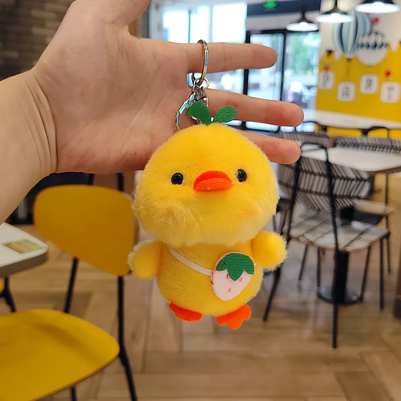 Portachiavi anatroccolo in peluche con espressione carina Portachiavi animale morbido per borsa per bambini Fascino Idea regalo di compleanno per bambini 1 pz