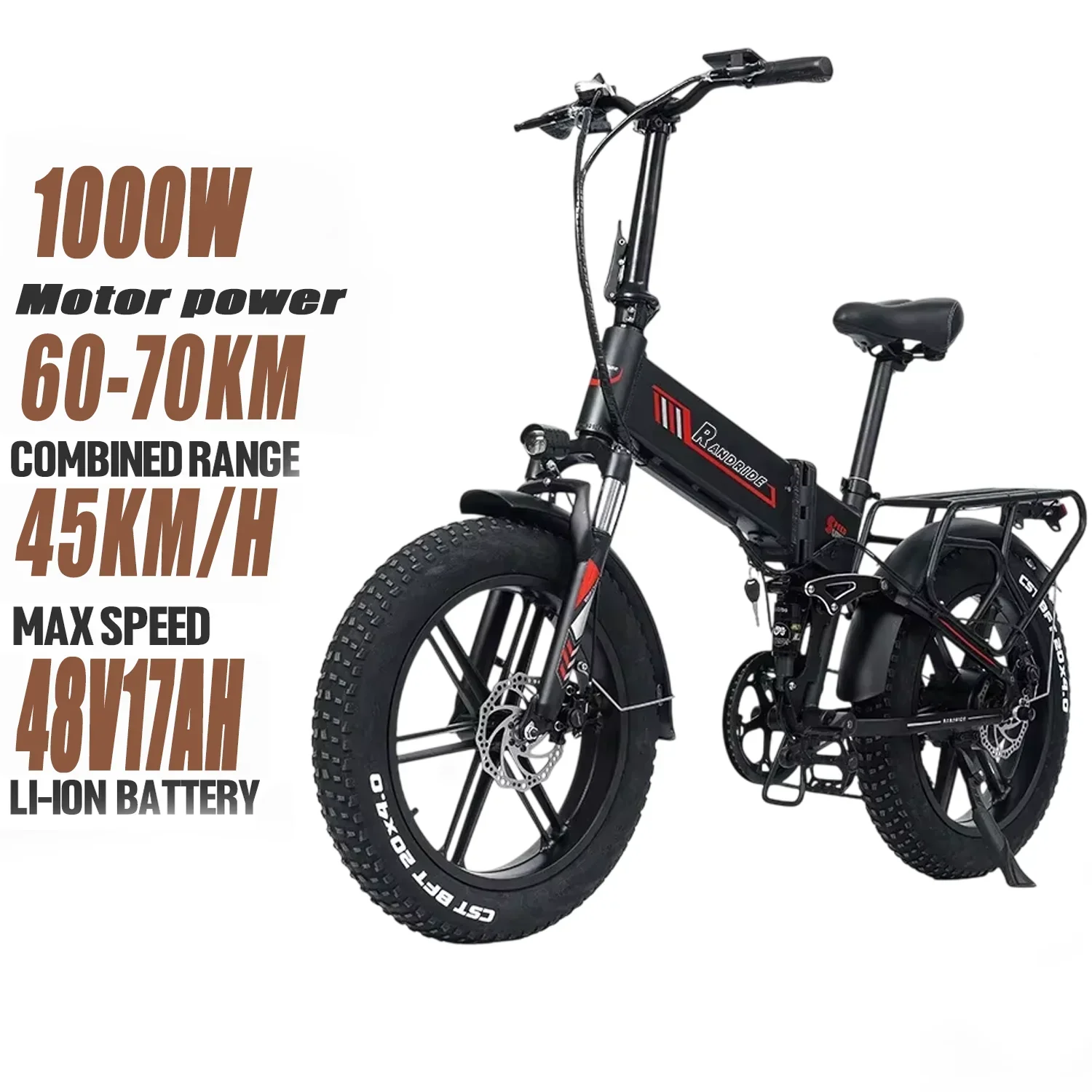 New Electric Bicycle YX20 2000W motor 48V17AH battery Electric bike 20 inch tyres Fold multifunctional mountain off-road E bike