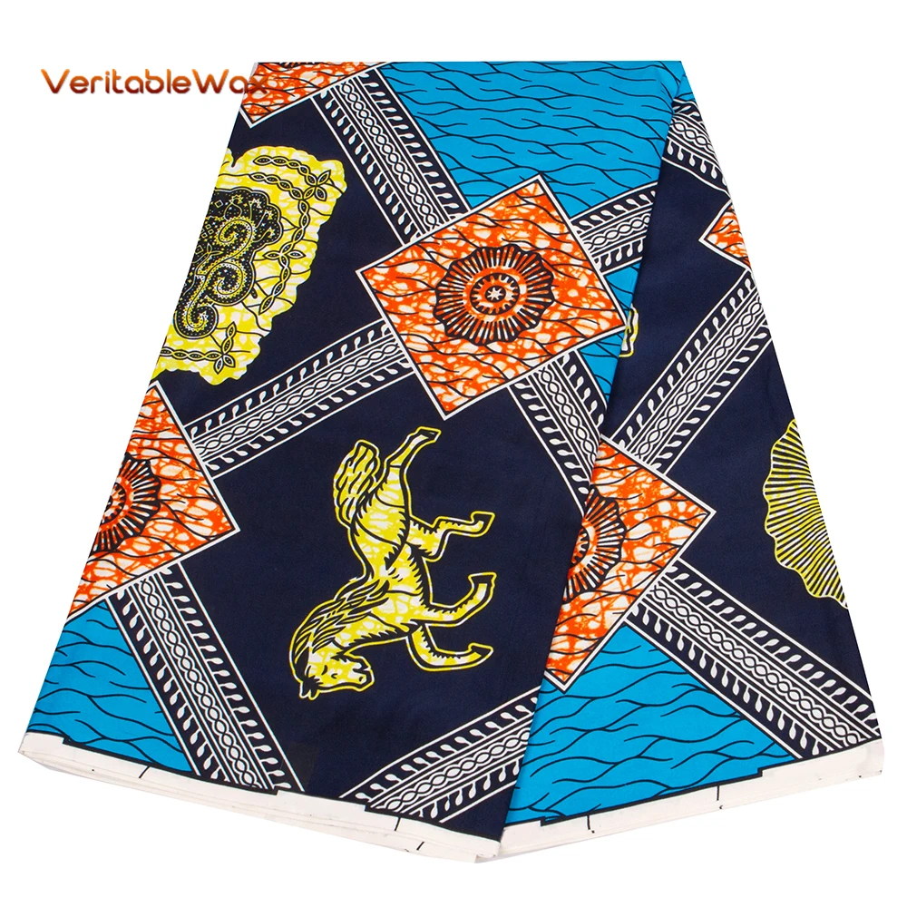 Veritablewax Fan New Ankara fabric 6 Yards African Wax Prints Fabric for Clothes Making  Polyester Material with African Design