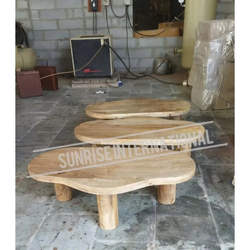 Modern Style Mango Wood Coffee Center Table with Curved Pattern for Living Room Furniture Use At Home