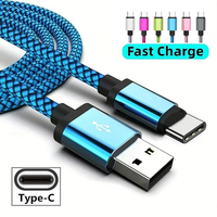 USB Type C Cable Date Sync 2.4A Fast Charging For Samsung Huawei Android Mobile Phone 1m 2m 3m Nylon Braided Wire Charger Cable