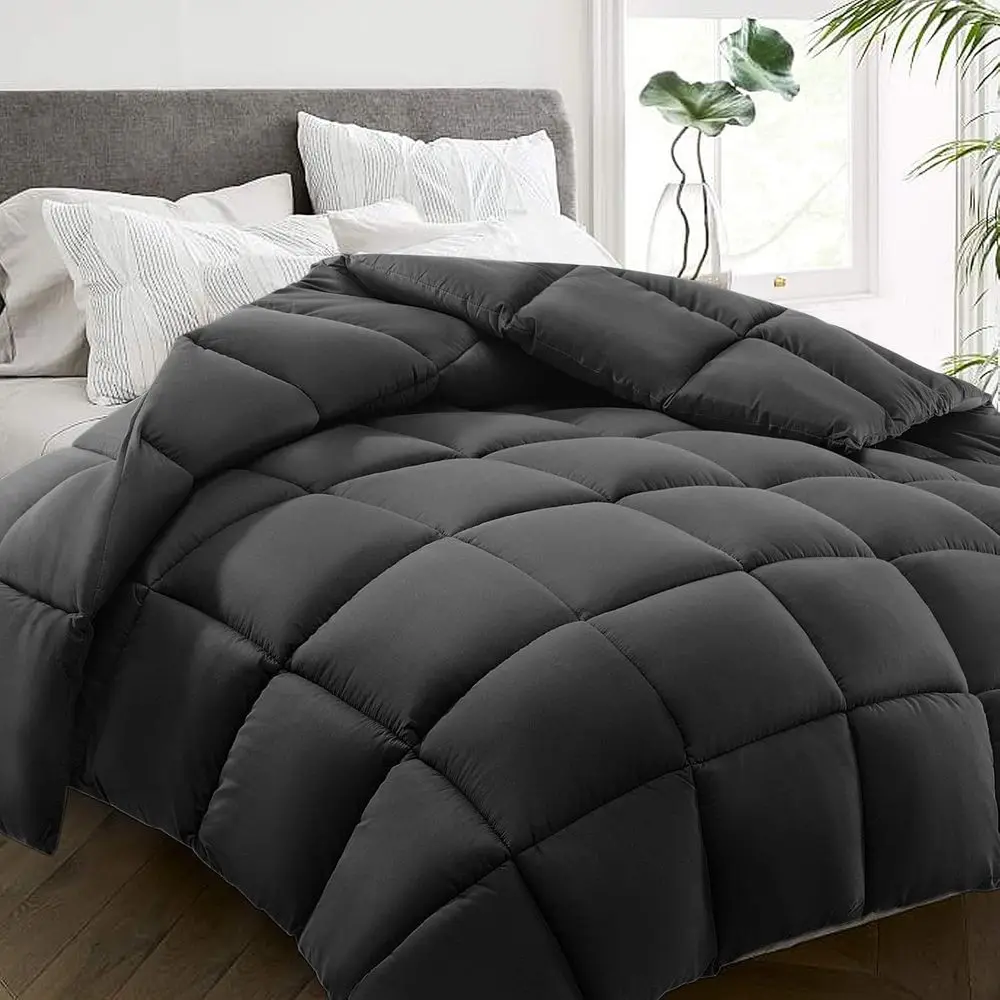 

Queen Comorter, All Season Down Alternative Duvet Insert, Winter Warm Quilted Bed Comorter with Tabs,hine Washable, k Grey, 88x8