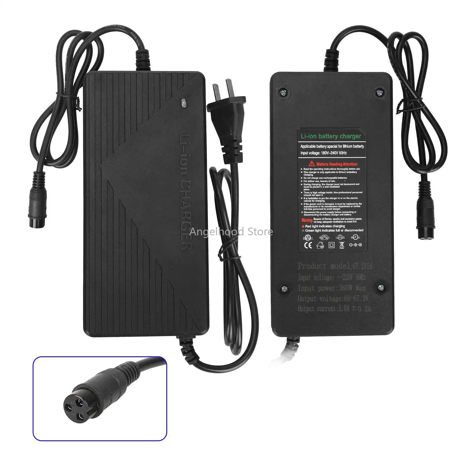 

60V-67.2V5A Charger Fast Charging Tools for Electric Scooter Portable Power Adapter Spare Parts, Electric Scooter Accessories