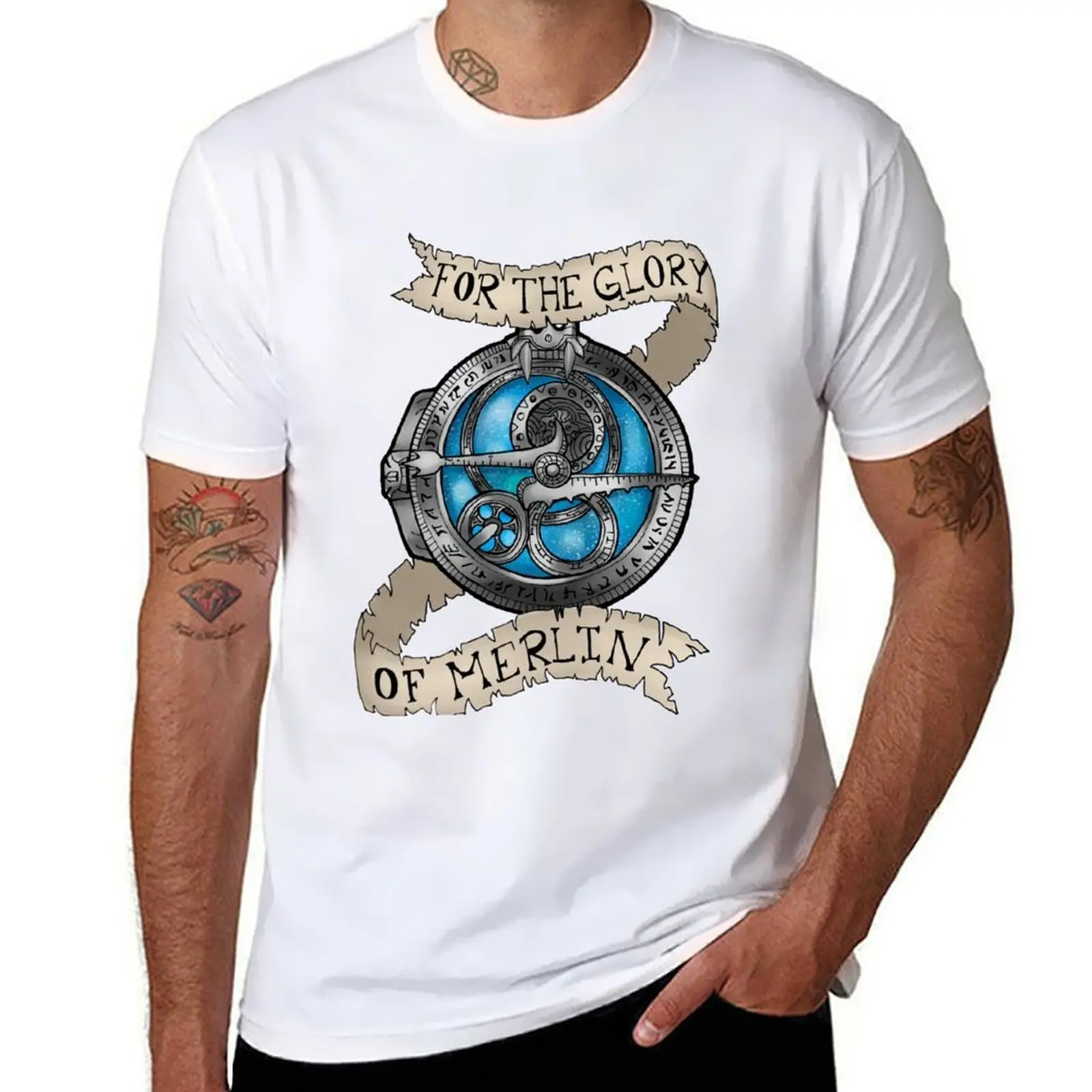 

For the Glory of Merlin T-Shirt cotton t shirts man 100% t shirts for man graphic funny T-Shirt