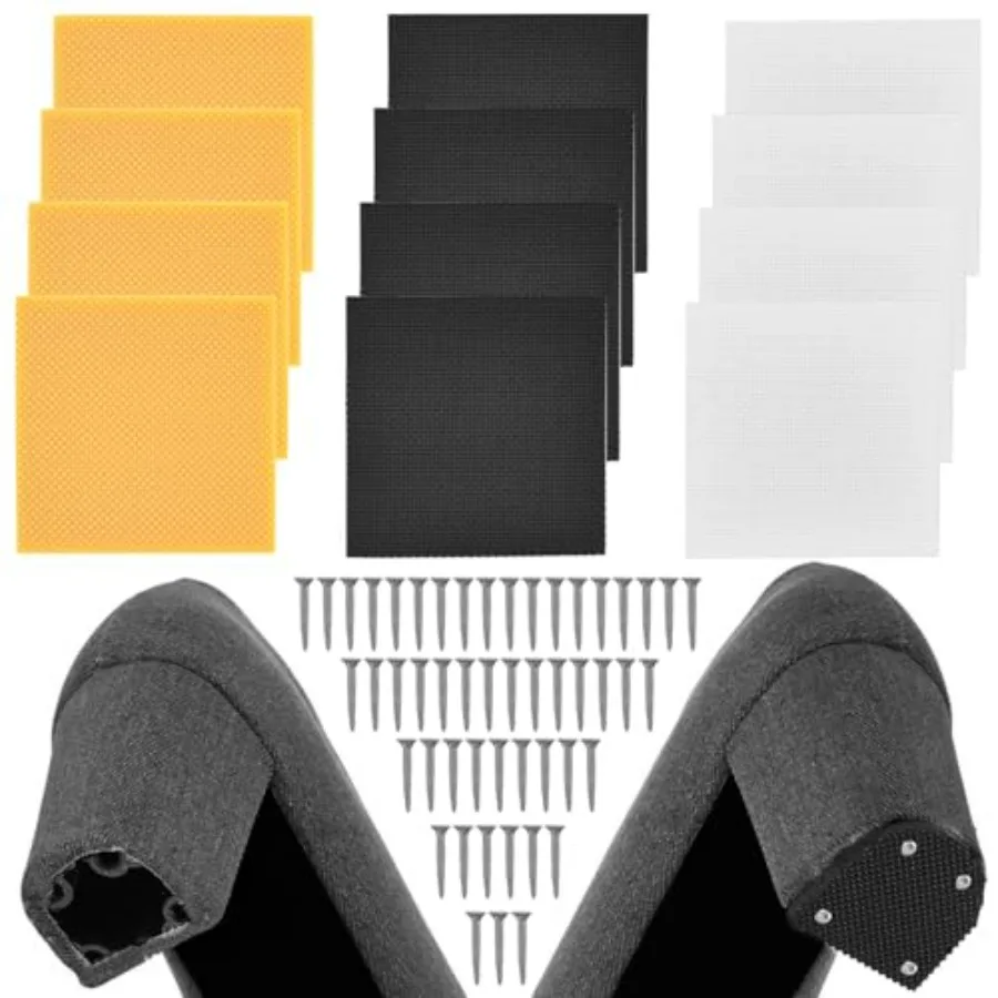 

12Pcs High Heels Replacement Sole Patches with 50 Metal Nails, 3 Colors Non-Slip Heel Protectors - Rubber Boot Heel Repair Tips