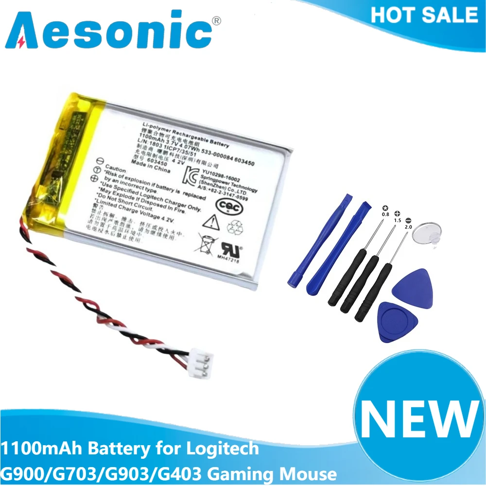 NEW 533-000130 Rechargeable Battery 1100mAh for Logitech G900 G703 G903 Chaos Spectrum and G403 Prodigy RGB Gaming Mouse