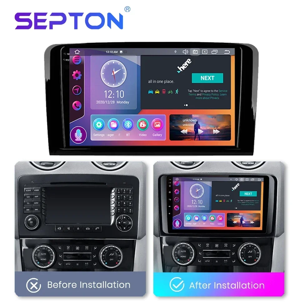 SEPTON Autoradio 2Din Car Radio for Mercedes Benz GL ML W164 ML350 ML500 X164 GL35 GL45 2005-2012 GPS CarPlay Car Audio Stereo