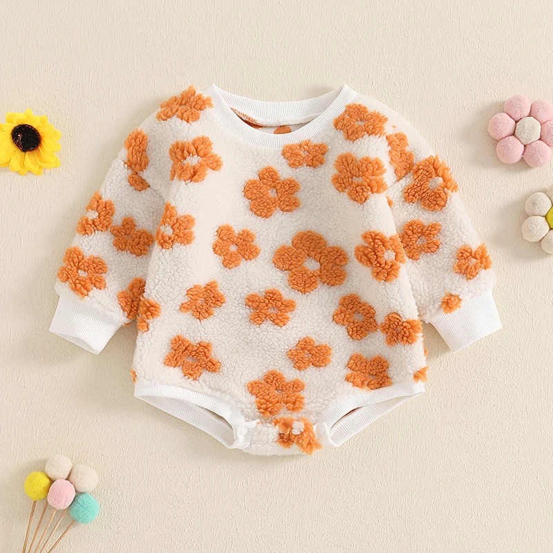 Cathery  Autumn Infant Baby Girls Bodysuit Long Sleeve Flower Winter Clothes Casual Daily Fall Outfits Suit baby clothes girl