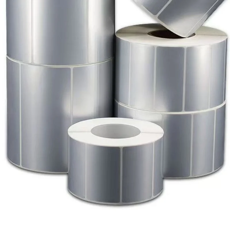 

Matte Silver PET Barcode Label 100 90 80 70 60 40 50 30 20 Thermal Transfer Ribbon Printer Sticker