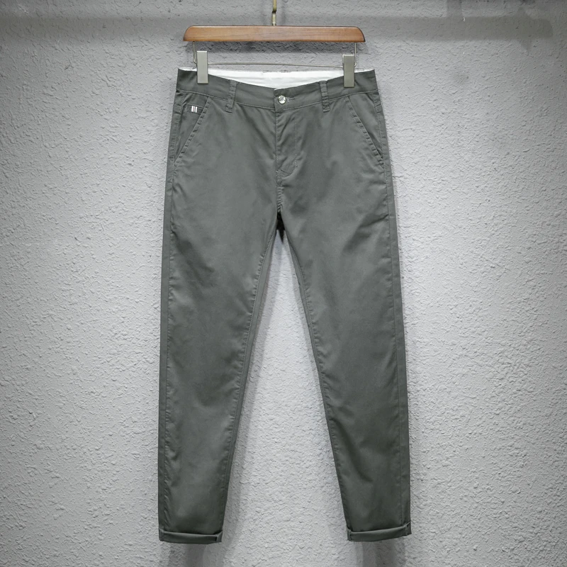 Summer 7 Color Ultra-thin Men\'s Ice Silk Casual Pants Soft Comfortable Solid Color Elastic Business Straight Trousers Brand