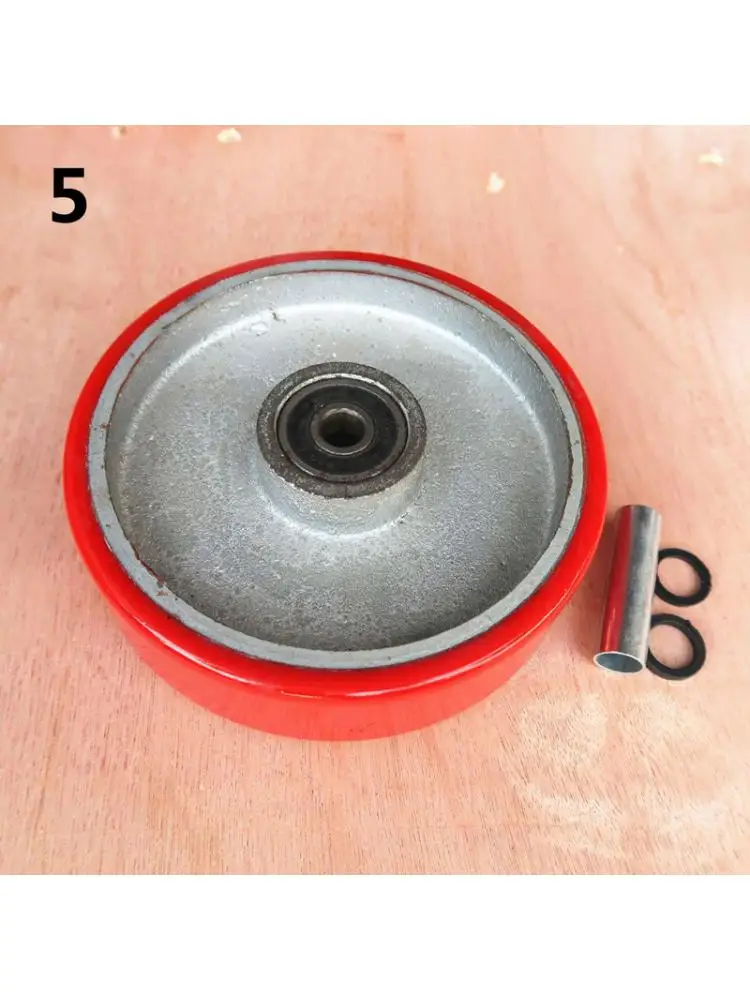 1 Pcs - 4 Inch Caster Medium Sized Pu Iron Core Red Single Wheel Wear Resistant Flat Driver Cart