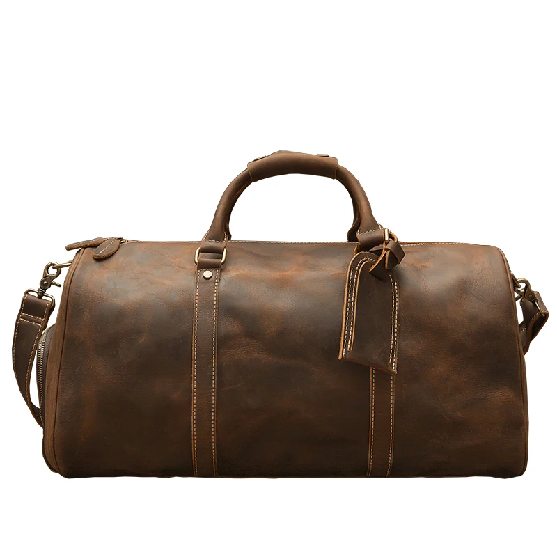 Couro vintage Totes viagem para homens, bolsa de bagagem de couro genuíno, grande capacidade, atividade ao ar livre, artesanal