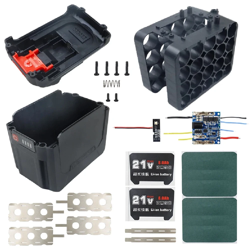 

20X18650 Li-ion Battery Case BMS PCBA Protection Circuit Board Box Shell For Makita Lithium Battery 21V Housings DC Input Socket