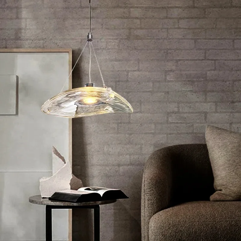 Italian minimalist LED glass chandelier postmodern restaurant creative art chandelier