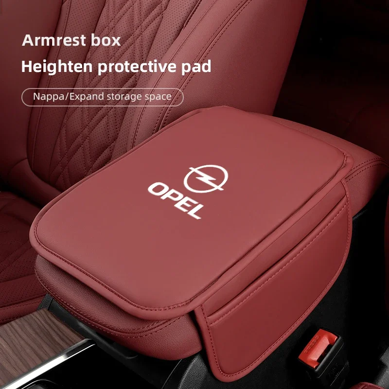 Center Console Arm Rest Protector Leather Car Armrest Box Pad Storage Pocket For Opel Corsa D Astra Insignia Mokka Adam Combo OP