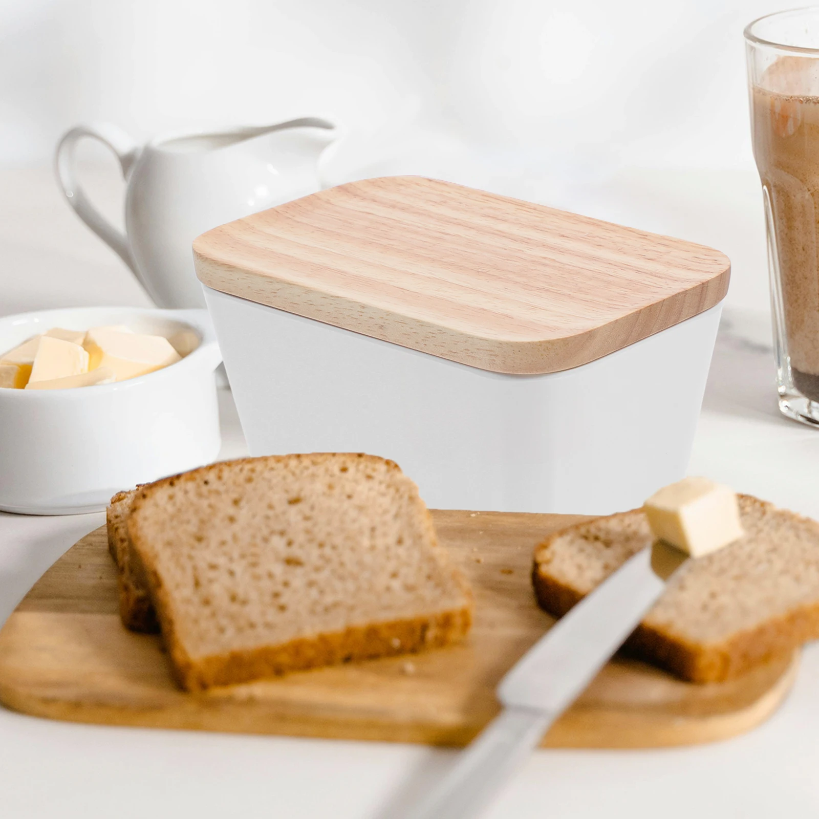 

Butter Storage Box Airtight Container for Fridge Counter Holder White Organizer Keeps Food Fresh Long Lasting Use