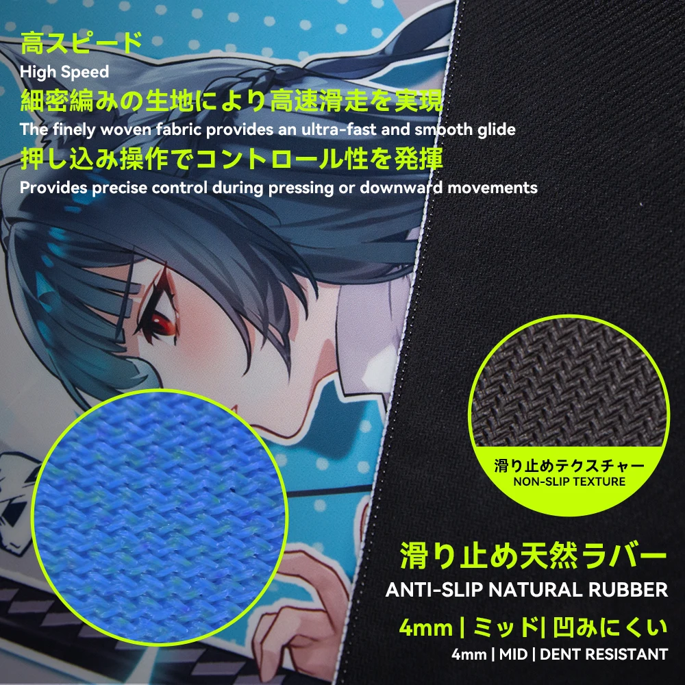 TALONGAMES KAMINARI Gaming Mouse Pad 490×420mm High-Speed Esports Mouse Mat 4mm MID Rubber Base Waterproof Anti-Slip Anime Desig