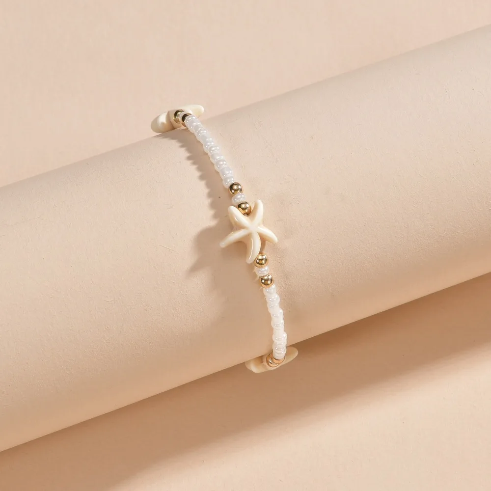 Bohemian Bead Anklet Bracelet Charm Starfish Adjustable Braided Beach Foot Chain Vintage Jewelry Wholesale Women'S Gift
