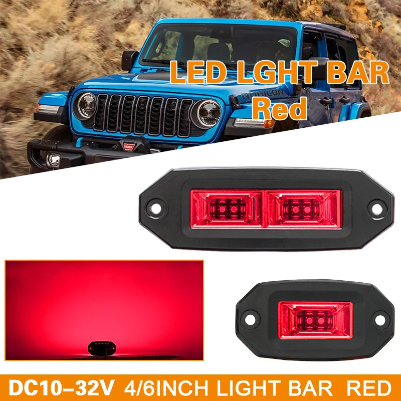 

Red light Led Flood Work Lights Flush Mount Pods Backup Fog Lamp Car Driving Lighting for Off Road 4x4 Pickup Truck SUV UTV RV