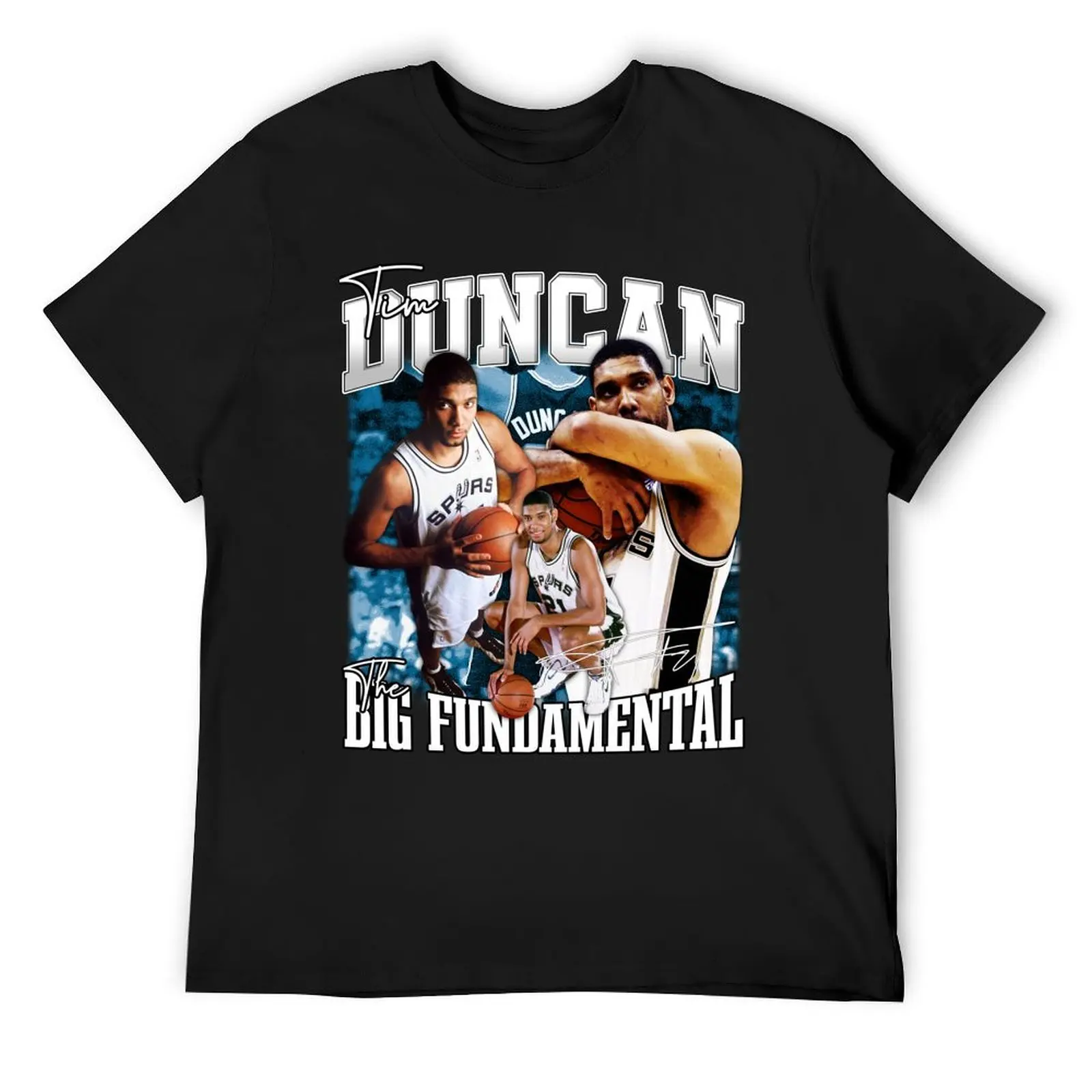 

Vintage Tim Duncan The Big Fundamental Basketball Legend Signature Retro 80s 90s Bootleg Rap Style T-Shirt