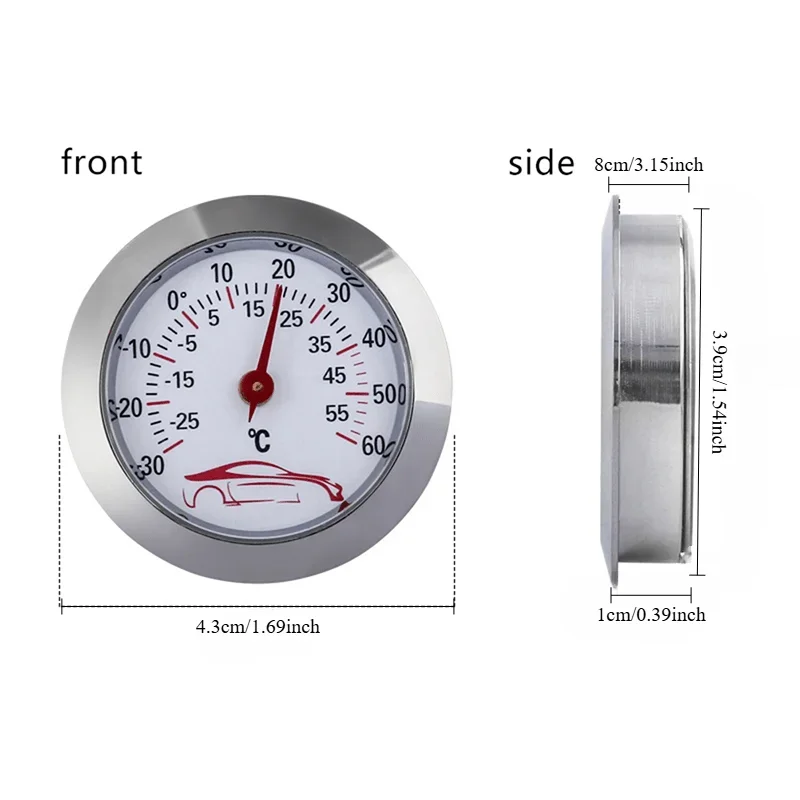 Mini Car Dashboard Thermometer Portable Vehicle Thermometer Round Temperature Gauge Meter Car Home Decoration