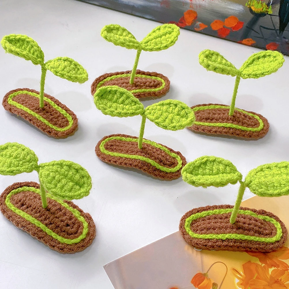 

2pcs Bean Sprout Hair Clips Green Plant Barrettes Teen Girls Accessories Wool Metal Material Knitted Versatile Design Secure