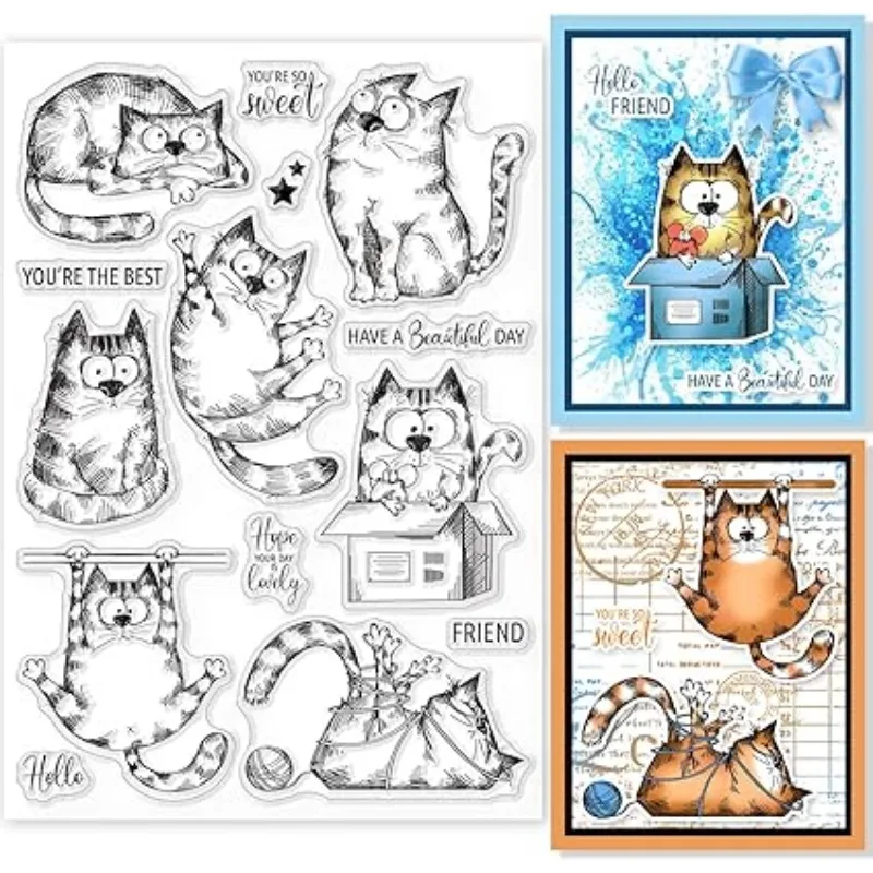 8.3x5.8in Cat Clear Stamps Lovely Cat Silicone Stamps Wish Words Gumowe przezroczyste gumowe pieczęcie do tworzenia kartek