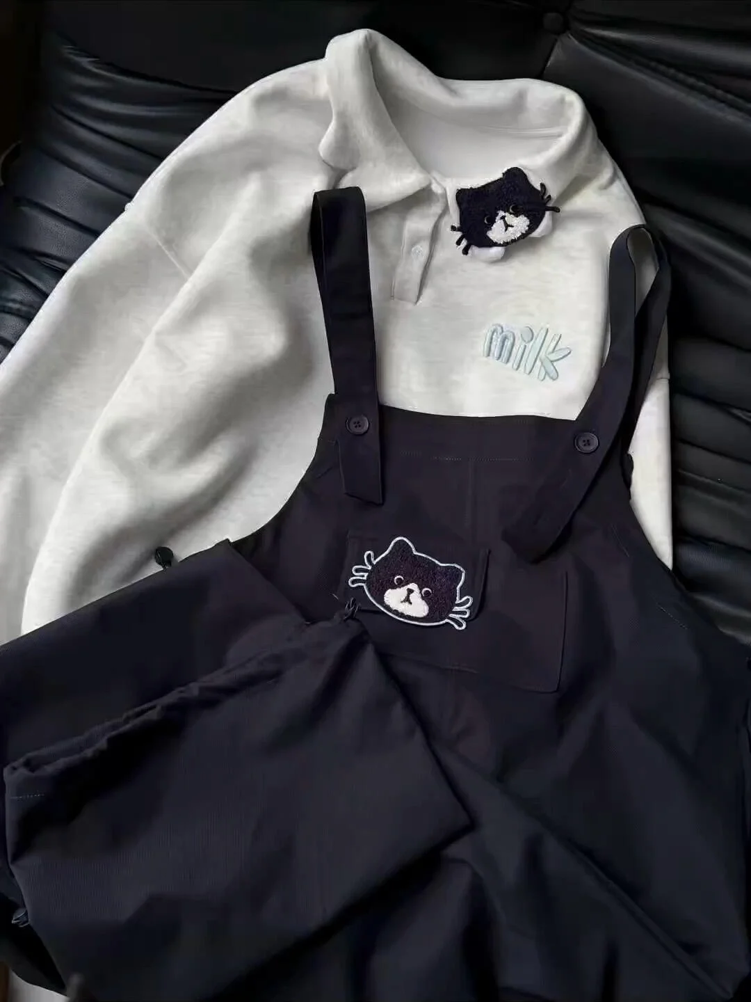 

Модный универсальный женский свитшот Kawaii в японском стиле с вышивкой, на плотной флисовой подкладке, свободного кроя, утепленный, для осени и зимы